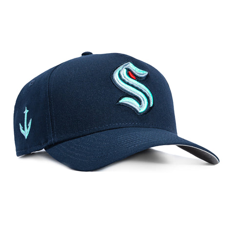 New Era 9Forty A-Frame Seattle Kraken Logo Patch Snapback Hat - Navy New Era