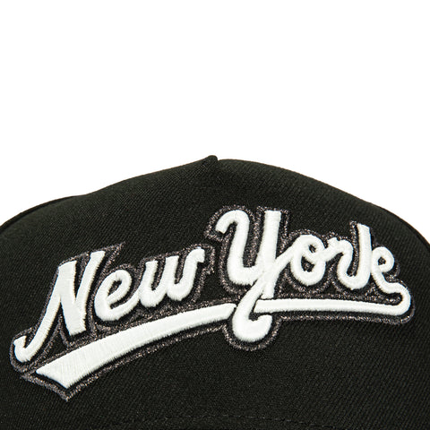 New Era 9Forty A-Frame New York Mets 25th Anniversary Patch Snapback Script Hat - Black, White