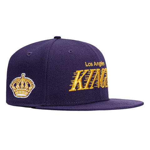 New Era 59Fifty Los Angeles Kings Crown Logo Patch Word Hat - Purple, Metallic Gold New Era