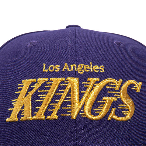 New Era 59Fifty Los Angeles Kings Crown Logo Patch Word Hat - Purple, Metallic Gold New Era