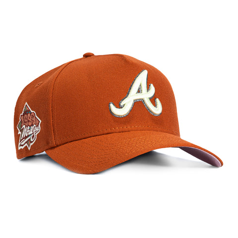 New Era 9Forty A-Frame Atlanta Braves 1999 World Series Patch Snapback Hat - Burnt Orange New Era