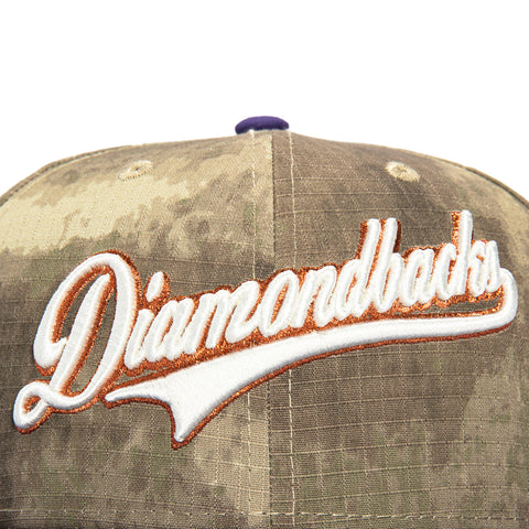 New Era 59Fifty Water Color Camo Arizona Diamondbacks Inaugural Patch Script Hat - Camo, Purple