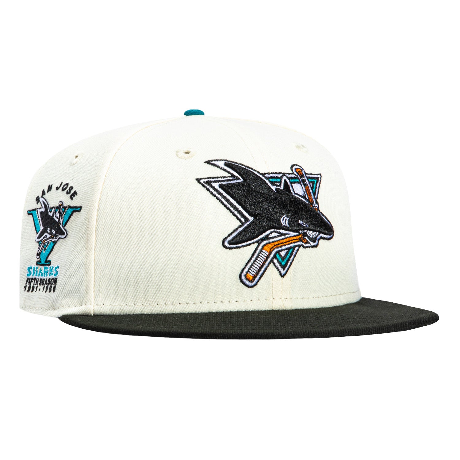 New Era 59Fifty San Jose Sharks 5th Anniversary Patch Hat - White