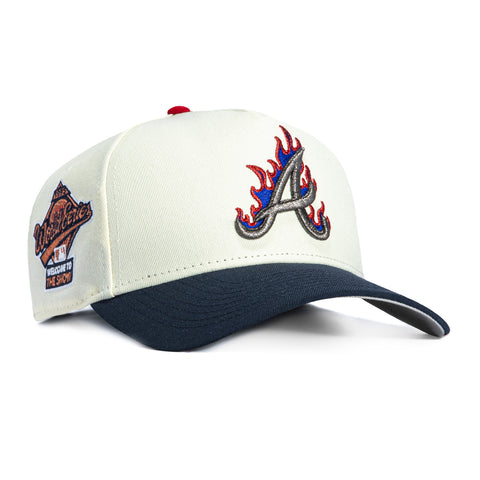 New Era 9Forty A-Frame Atlanta Braves 1995 World Series Welcome to The Show Snapback Flame Hat - White, Navy New Era