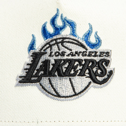 New Era 9Forty A-Frame Los Angeles Lakers 310 Patch Flame Snapback Hat - White, Royal