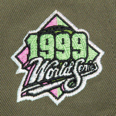 New Era 59Fifty New York Yankees 1999 World Series Patch Pink UV Hat - Olive, Pink New Era
