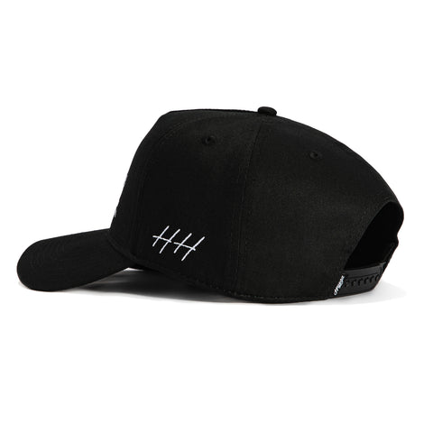 Huega House Retro Script Snapback Hat - Black Huega House