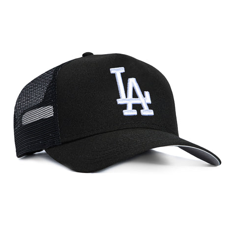 New Era 9Forty A-Frame Los Angeles Dodgers Trucker Snapback Hat - Black, White New Era