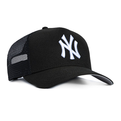 New Era 9Forty A-Frame New York Yankees Trucker Snapback Hat - Black, White New Era