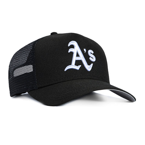 New Era 9Forty A-Frame Oakland Athletics Trucker Snapback Hat - Black, White New Era