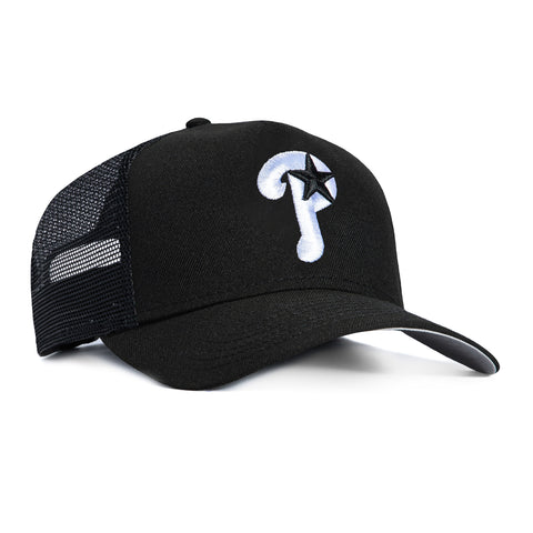 New Era 9Forty A-Frame Philadelphia Phillies Alternate Trucker Snapback Hat - Black, White New Era