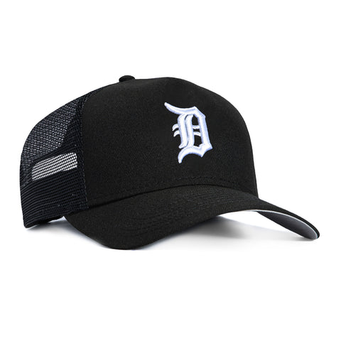 New Era 9Forty A-Frame Detroit Tigers Trucker Snapback Hat - Black, White New Era