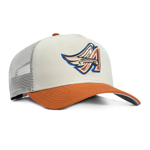 New Era 9Forty A-Frame Los Angeles Angels Snapback Trucker Hat - Stone, Brown New Era