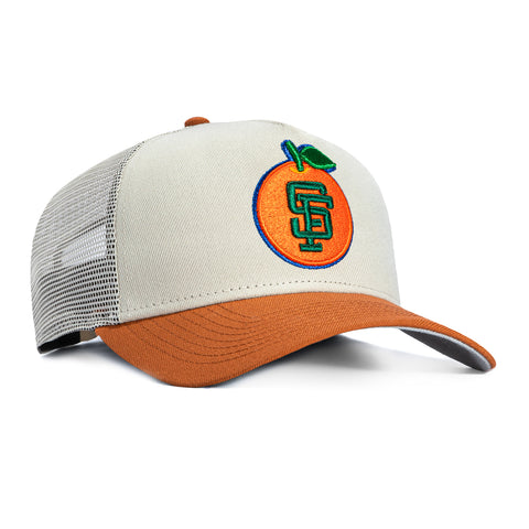 New Era 9Forty A-Frame San Francisco Giants Snapback Trucker Orange Hat - Stone, Brown New Era