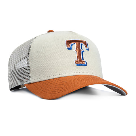 New Era 9Forty A-Frame Texas Rangers Snapback Trucker Hat - Stone, Brown New Era