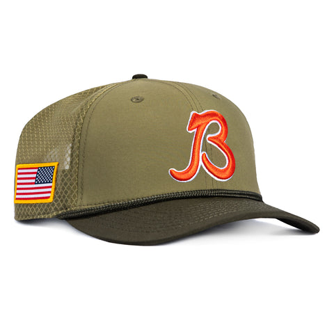 New Era 9Seventy Salute to Service Chicago Bears United States Flag Patch B Stretch Snapback Hat - Olive, Green New Era