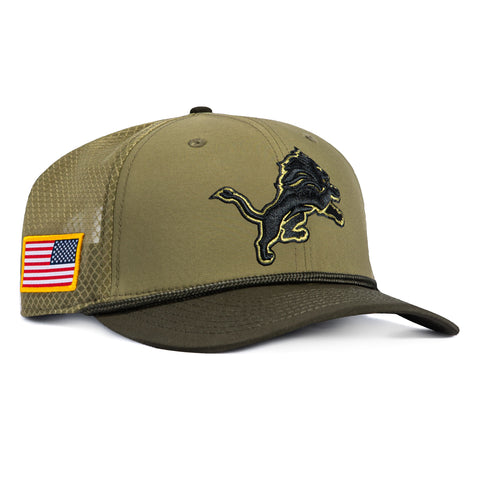 New Era 9Seventy Salute to Service Detroit Lions United States Flag Patch Stretch Snapback Hat - Olive, Green New Era