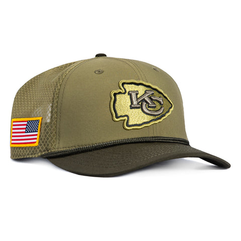 New Era 9Seventy Salute to Service Kansas City Chiefs United States Flag Patch Stretch Snapback Hat - Olive, Green New Era