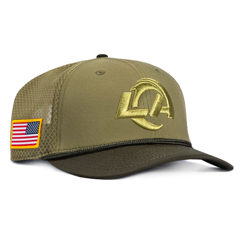 New Era 9Seventy Salute to Service Los Angeles Rams United States Flag Patch Stretch Snapback Hat - Olive, Green New Era