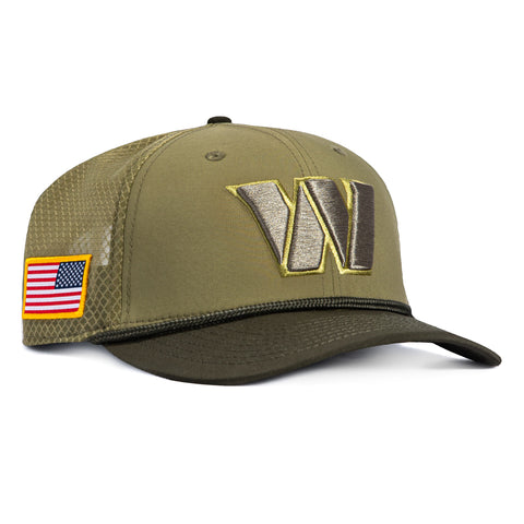 New Era 9Seventy Salute to Service Washington Commanders United States Flag Patch Stretch Snapback Hat - Olive, Green New Era