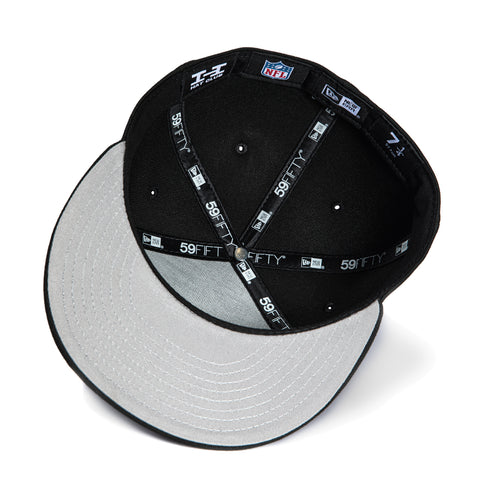 New Era 59Fifty Split Panel Las Vegas Raiders Logo Patch Old English Hat - Graphite, Black New Era