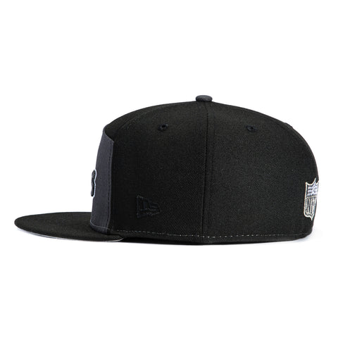 New Era 59Fifty Split Panel Las Vegas Raiders Logo Patch Old English Hat - Graphite, Black New Era