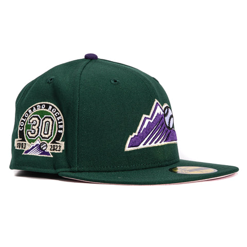 New Era 59Fifty Colorado Rockies 30th Anniversary Patch Mountain Pink UV Hat - Green