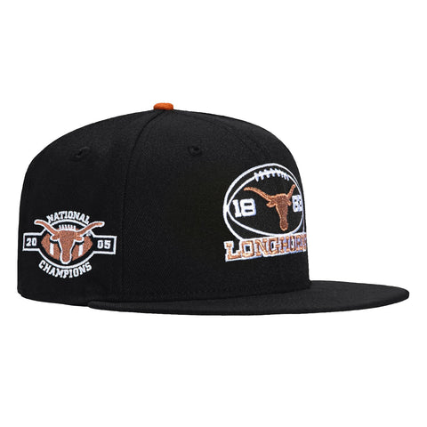 New Era 59Fifty Texas Longhorns 2005 National Champions Patch 1883 Football Hat - Black New Era