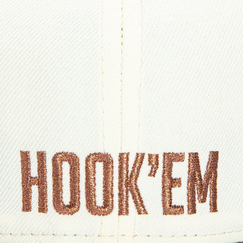 New Era 59Fifty Texas Longhorns Logo Patch Script Hat - White, Burnt Orange New Era