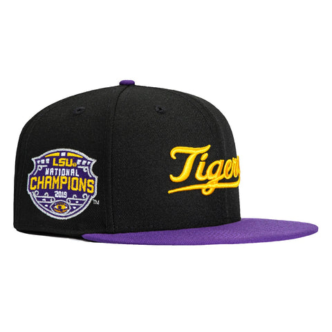 New Era 59Fifty LSU Tigers 2019 National Champions Patch Script Hat - Black, Purple New Era