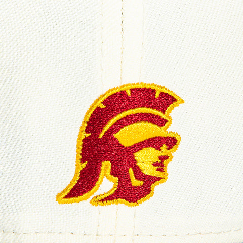 New Era 59Fifty USC Trojans Mascot Logo Patch Hat - White, Cardinal New Era