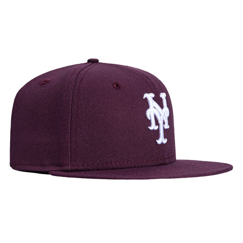 New Era 59Fifty New York Mets Hat - Plum, White New Era