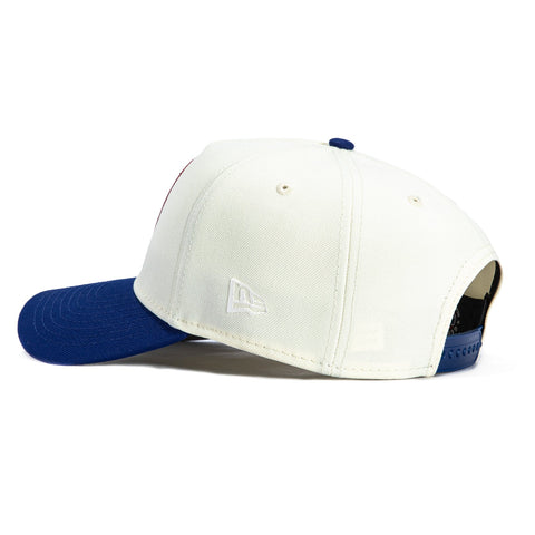 New Era 9Forty A-Frame Los Angeles Dodgers Logo Patch 1984 Olympic Stadium Snapback Hat - White, Royal New Era