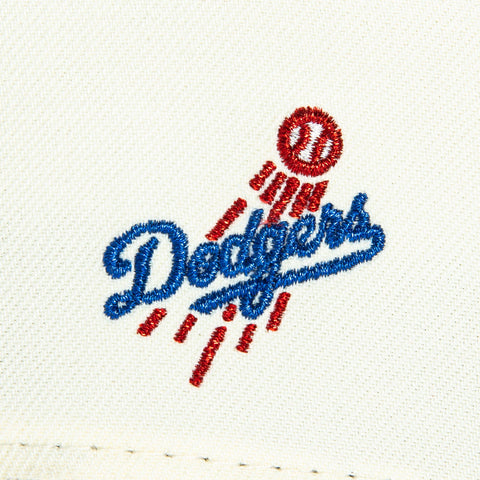 New Era 9Forty A-Frame Los Angeles Dodgers Logo Patch 1984 Olympic Stadium Snapback Hat - White, Royal New Era