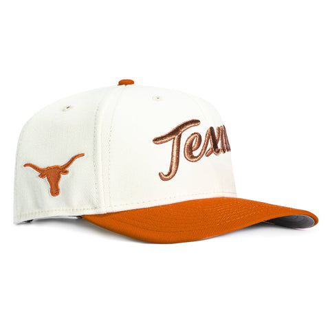 New Era 9Seventy Texas Longhorns Logo Patch Script Stretch-Snapback Hat - White, Burnt Orange New Era