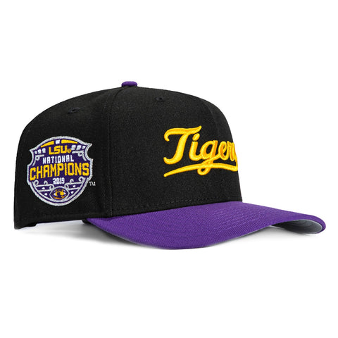 New Era 9Seventy LSU Tigers 2019 National Champions Patch Script Stretch-Snapback Hat - Black, Purple New Era