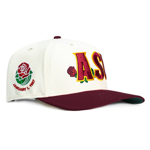 New Era 9Seventy Arizona State Sun Devils 1987 Rose Bowl Patch Word Stretch-Snapback Hat - White, Maroon New Era