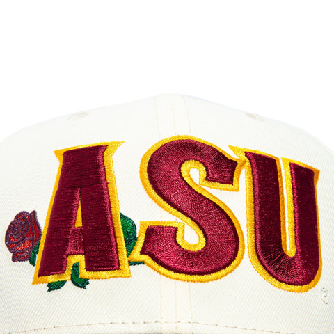 New Era 9Seventy Arizona State Sun Devils 1987 Rose Bowl Patch Word Stretch-Snapback Hat - White, Maroon New Era