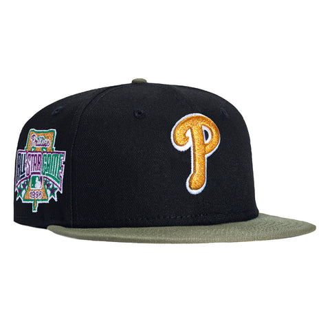 New Era 59Fifty Philadelphia Phillies 1996 All Star Game Patch Pink UV Hat - Navy, Olive New Era