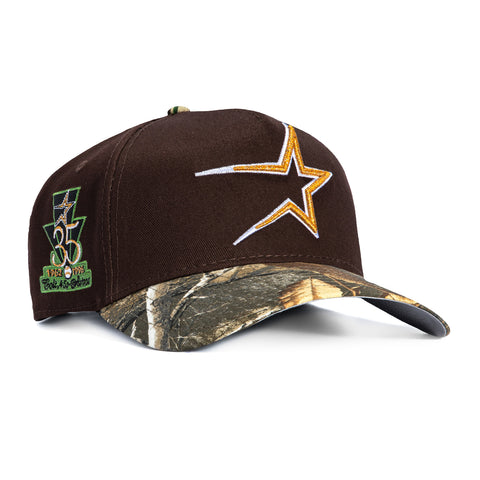 New Era 9Forty A-Frame Houston Astros 35th Anniversary Patch Snapback Hat - Brown, Realtree New Era