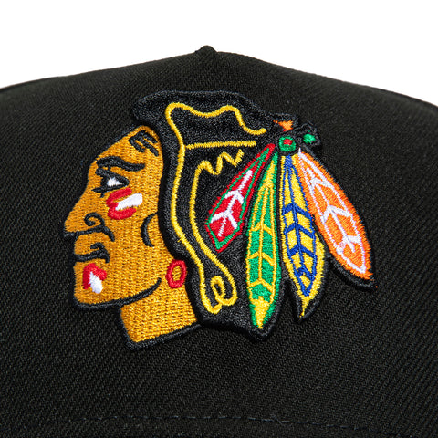 New Era 9Forty A-Frame Chicago Blackhawks Mexico Flag Patch Snapback Hat - Black New Era