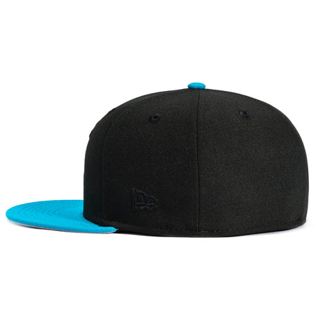 New Era 59Fifty Carolina Panthers 1995 Word Logo Hat - Black, Neon Blue New Era