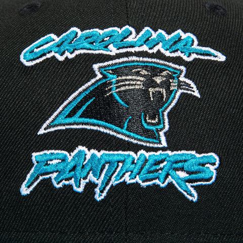 New Era 59Fifty Carolina Panthers 1995 Word Logo Hat - Black, Neon Blue New Era