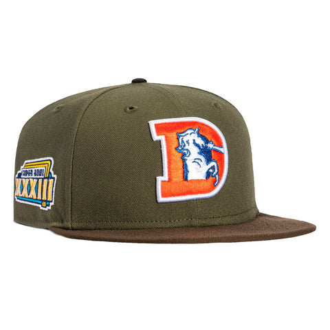 New Era 59Fifty Denver Broncos 1999 Super Bowl Patch Hat - Olive, Brown New Era