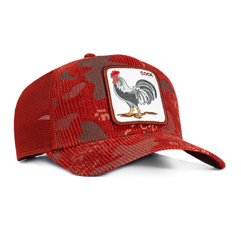 Goorin Bros Rooster Cock Adjustable Trucker Snapback Hat - Red Corduroy Camo Goorin Bros