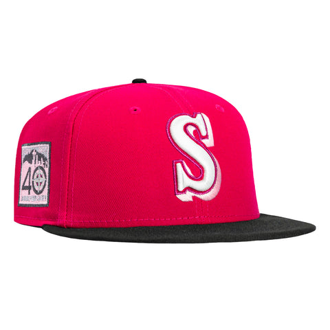 New Era 59Fifty Behind The Wheel Seattle Mariners 40th Anniversary Patch Pink UV Hat - Magenta, Black New Era