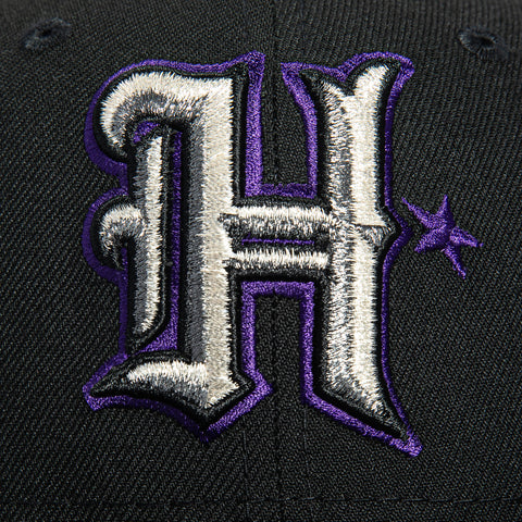 New Era 59Fifty Houston Texans 20th Anniversary Patch H Hat - Black, Purple, Metallic Silver