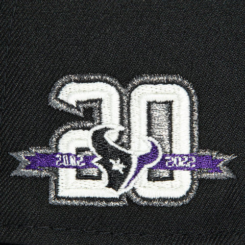 New Era 59Fifty Houston Texans 20th Anniversary Patch H Hat - Black, Purple, Metallic Silver