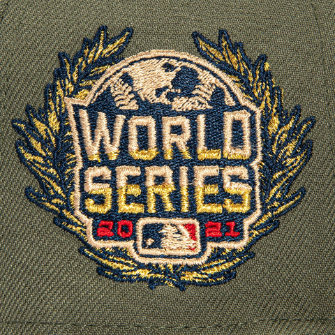 New Era 59Fifty Atlanta Braves 2021 World Series Patch Hat - Olive, Ivory