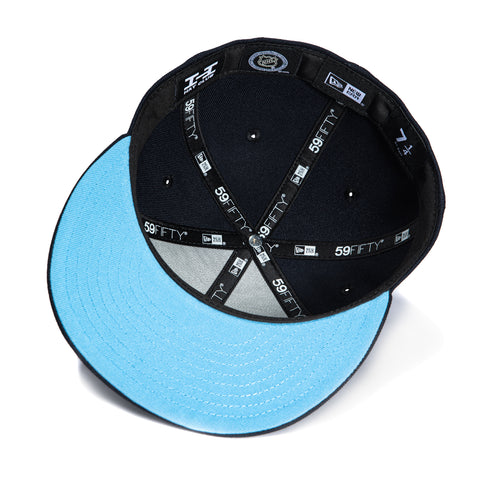 New Era 59Fifty Dia de Los Muertos Edmonton Oilers Petroleros Light Blue UV Hat - Navy